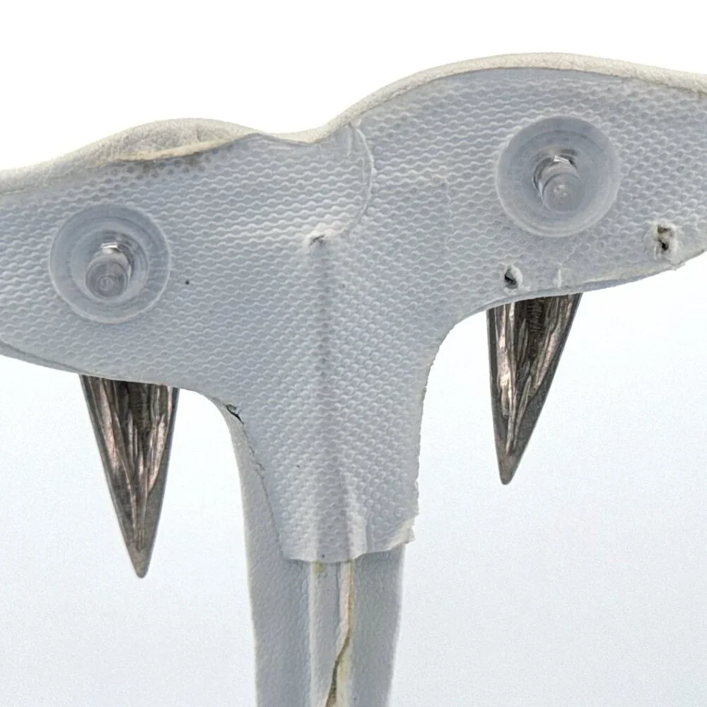 Estate Sterling Silver 925 Elongated Heart Stud Earrings 1.6" EZ Push Backs - Picture 3 of 9